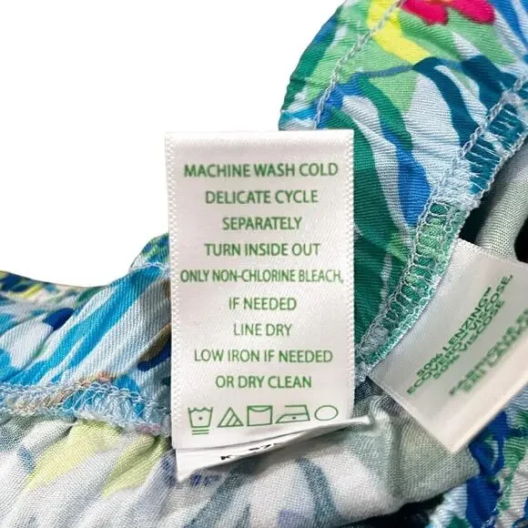 LILLY PULITZER Katia Shorts Blue Green Tropical print Pull On Style Size L - Picture 6 of 8